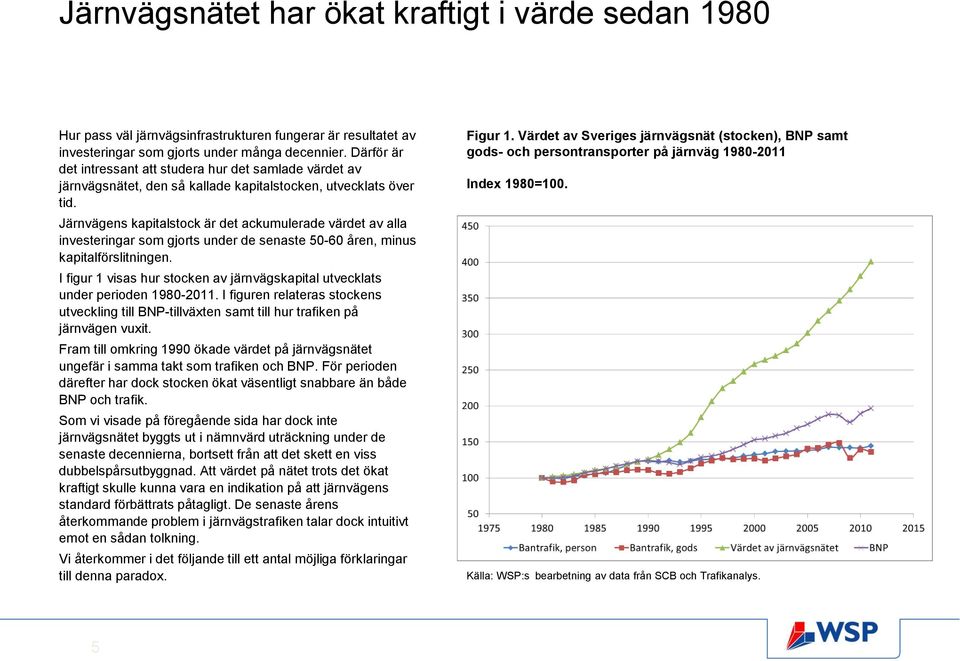 Järnvägens kapitalstock är det ackumulerade värdet av alla investeringar som gjorts under de senaste 50-60 åren, minus kapitalförslitningen.