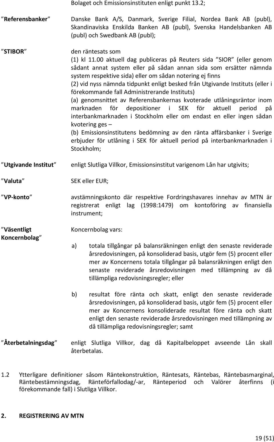 Handelsbanken AB (publ) och Swedbank AB (publ); den räntesats som (1) kl 11.