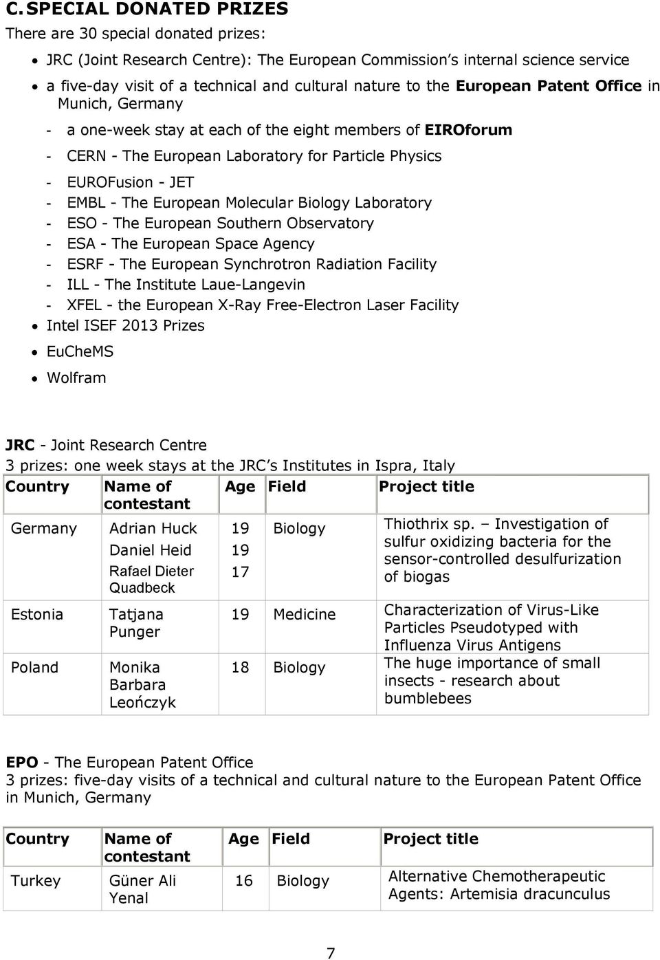 European Molecular Biology Laboratory - ESO - The European Southern Observatory - ESA - The European Space Agency - ESRF - The European Synchrotron Radiation Facility - ILL - The Institute