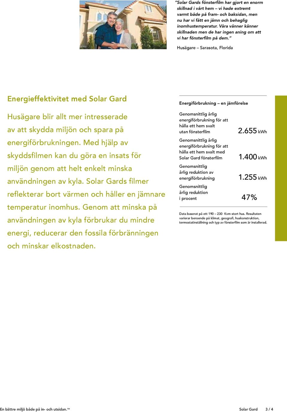 Husägare Sarasota, Florida Energieffektivitet med Solar Gard Husägare blir allt mer intresserade av att skydda miljön och spara på energiförbrukningen.