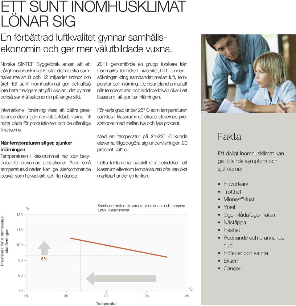 Ett sunt inomhusklimat gör det alltså inte bara trevligare att gå i skolan, det gynnar också samhällsekonomin på längre sikt.