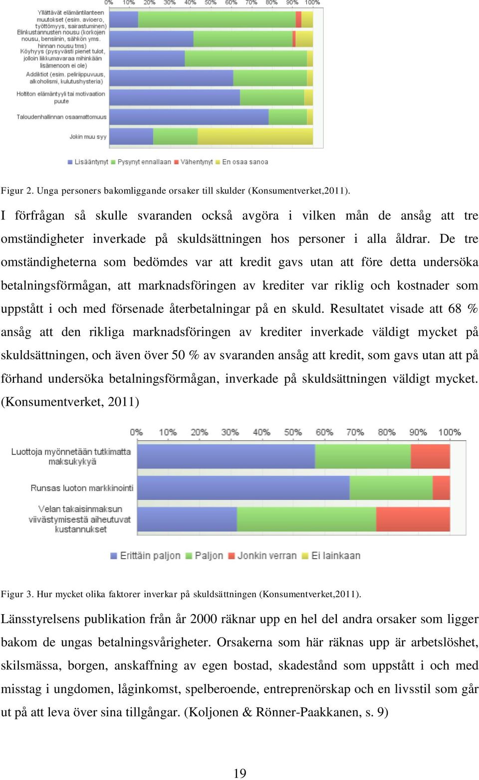 De tre omständigheterna som bedömdes var att kredit gavs utan att före detta undersöka betalningsförmågan, att marknadsföringen av krediter var riklig och kostnader som uppstått i och med försenade