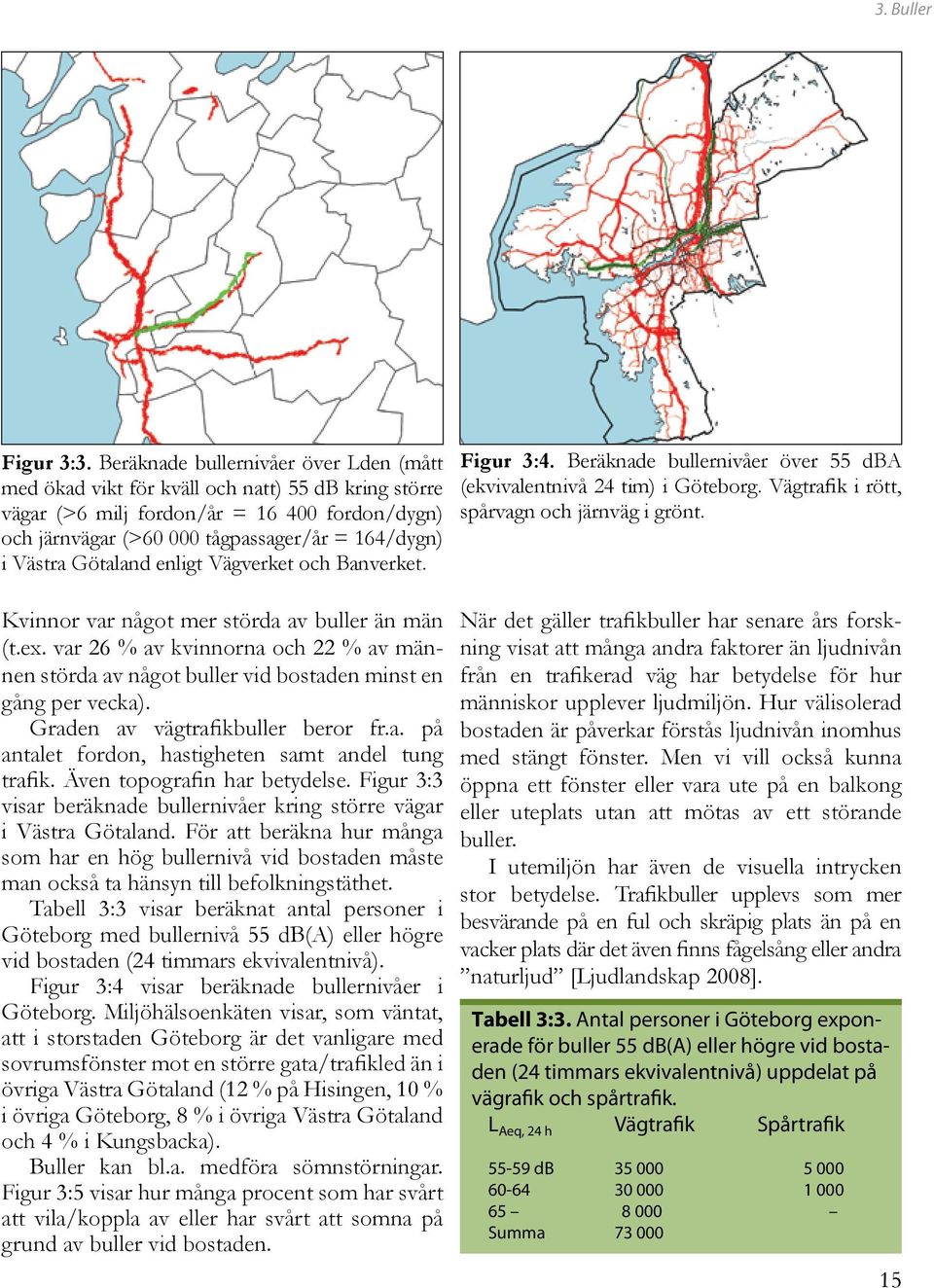 Götaland enligt Vägverket och Banverket. Kvinnor var något mer störda av buller än män (t.ex. var 26 % av kvinnorna och 22 % av männen störda av något buller vid bostaden minst en gång per vecka).