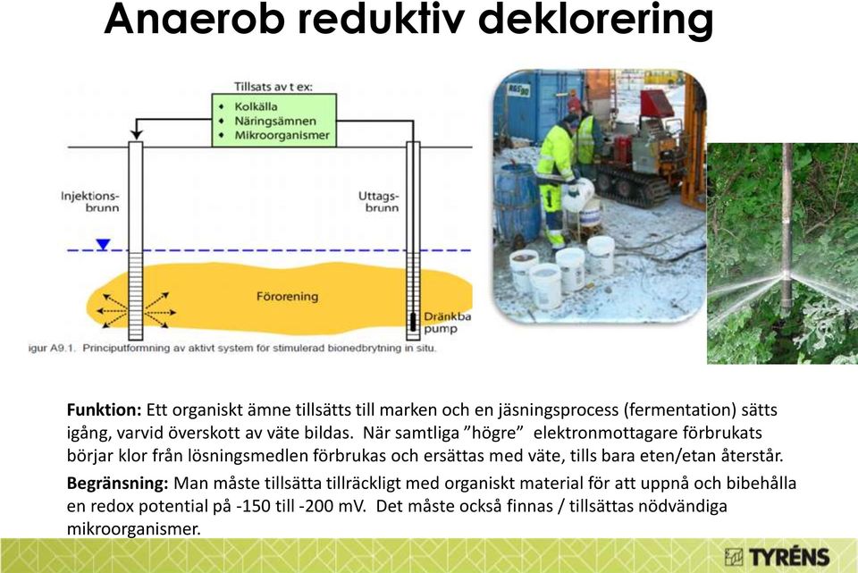 När samtliga högre elektronmottagare förbrukats börjar klor från lösningsmedlen förbrukas och ersättas med väte, tills bara