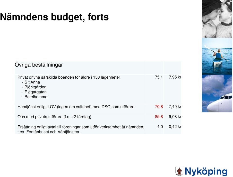 valfrihet) med DSO som utförare 70,8 7,49 kr Och med privata utförare (f.n.