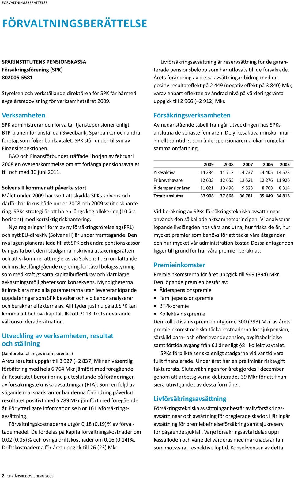 SPK står under tillsyn av Finansinspektionen. BAO och Finansförbundet träffade i början av februari 2008 en överenskommelse om att förlänga pensionsavtalet till och med 30 juni 2011.