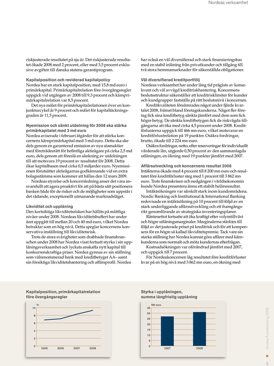 Primärkapitalrelation före övergångsregler uppgick vid utgången av 2008 till 9,3 procent och kärnprimärkapitalrelation var 8,5 procent.