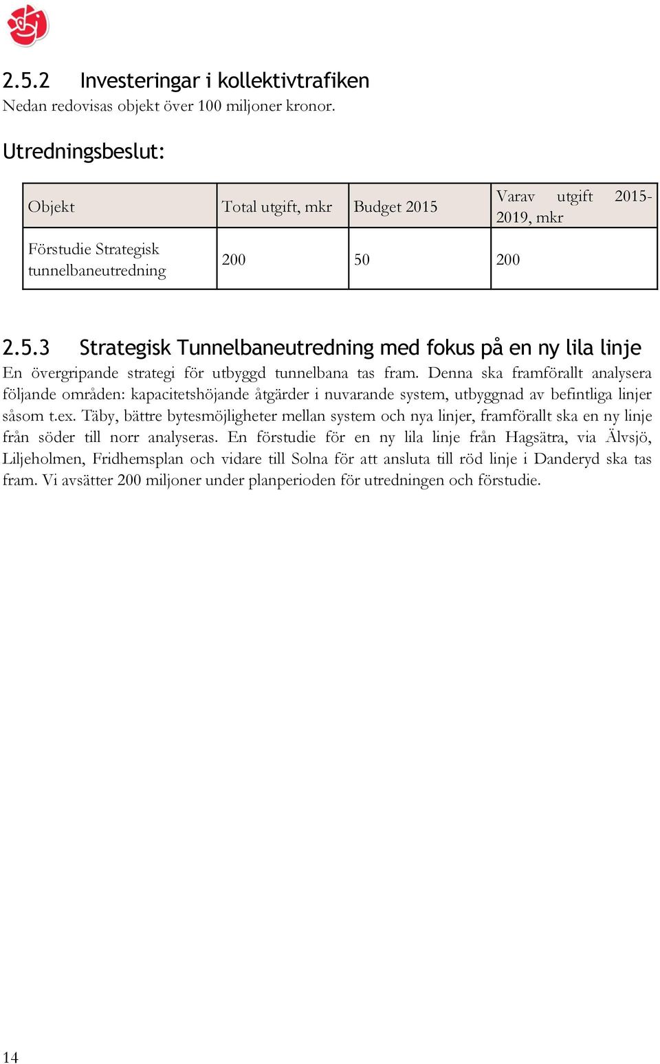 Denna ska framförallt analysera följande områden: kapacitetshöjande åtgärder i nuvarande system, utbyggnad av befintliga linjer såsom t.ex.