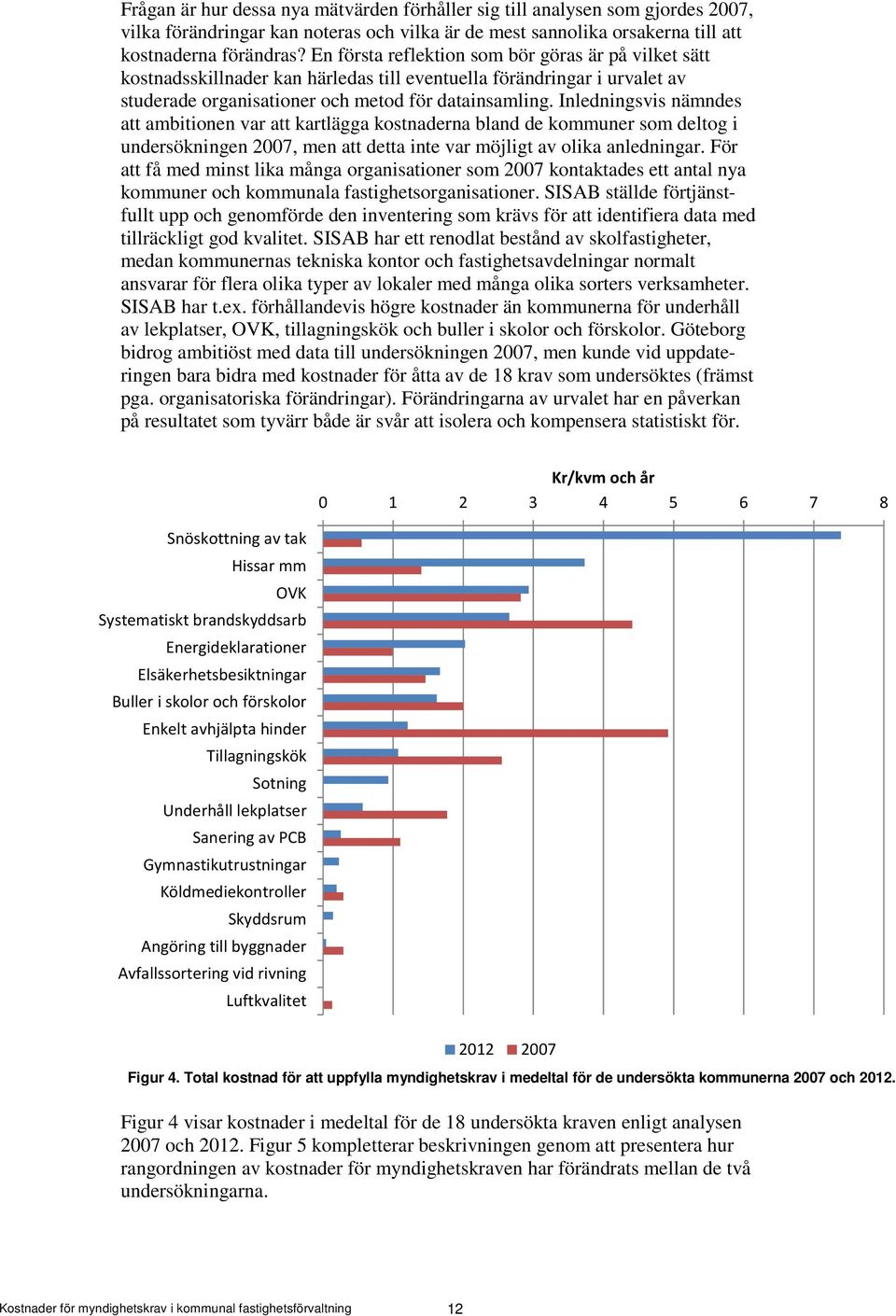 Inledningsvis nämndes att ambitionen var att kartlägga kostnaderna bland de kommuner som deltog i undersökningen 2007, men att detta inte var möjligt av olika anledningar.