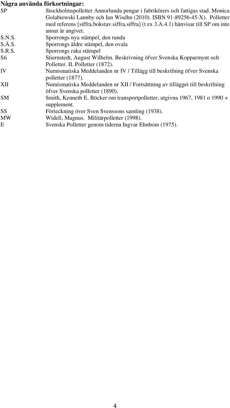 Beskrivning öfver Svenska Kopparmynt och Polletter. II. Polletter (1872). IV Numismatiska Meddelanden nr IV / Tillägg till beskrifning öfver Svenska polletter (1877).