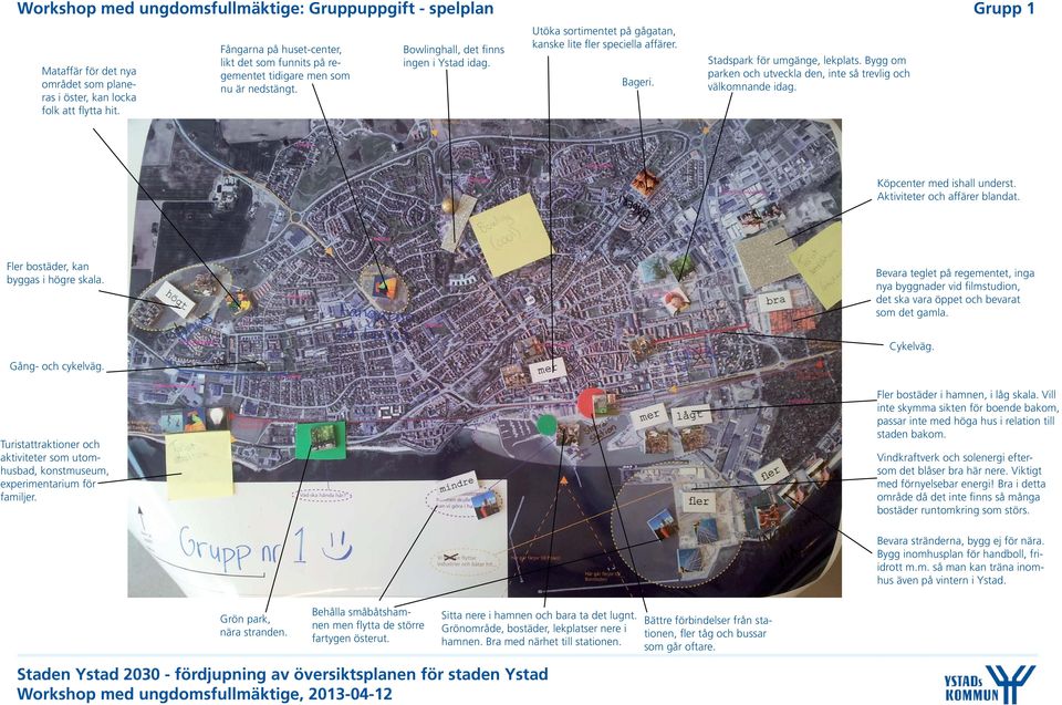 Utöka sortimentet på gågatan, kanske lite fler speciella affärer. Bageri. Stadspark för umgänge, lekplats. Bygg om parken och utveckla den, inte så trevlig och välkomnande idag.