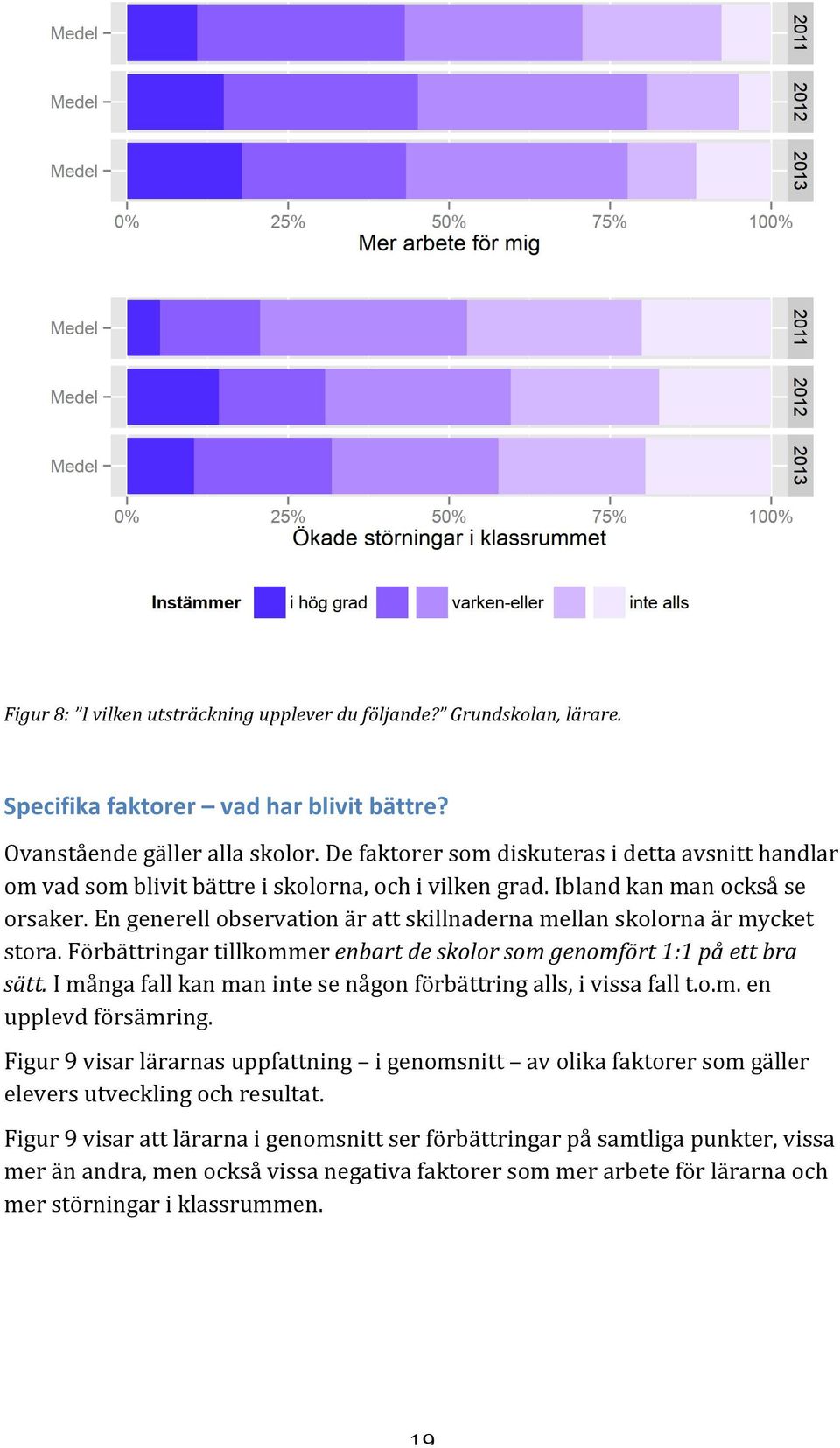 En generell observation är att skillnaderna mellan skolorna är mycket stora. Förbättringar tillkommer enbart de skolor som genomfört 1:1 på ett bra sätt.