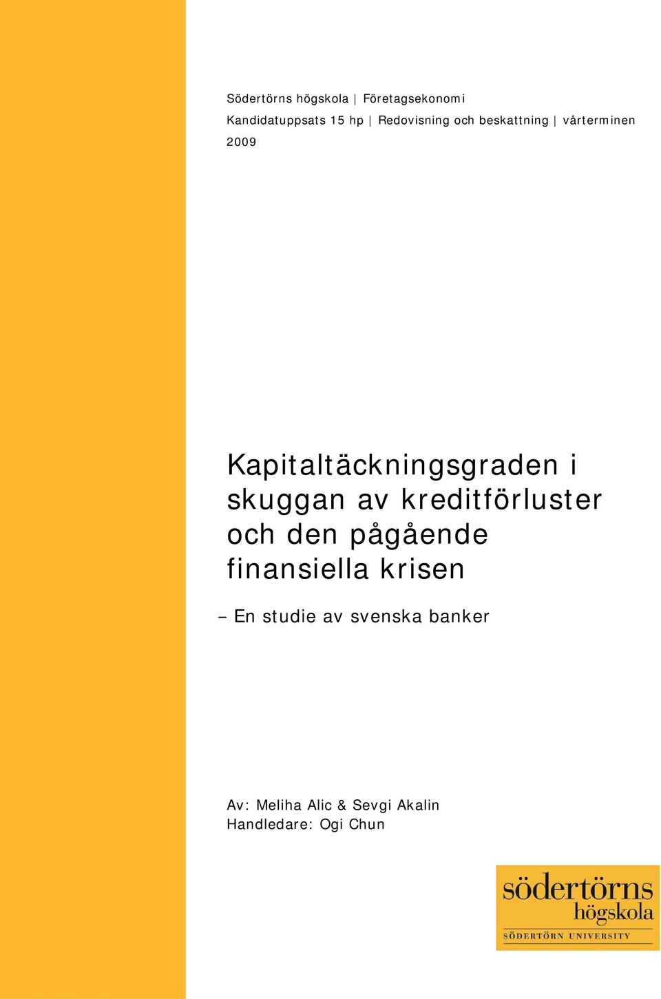 i skuggan av kreditförluster och den pågående finansiella krisen En
