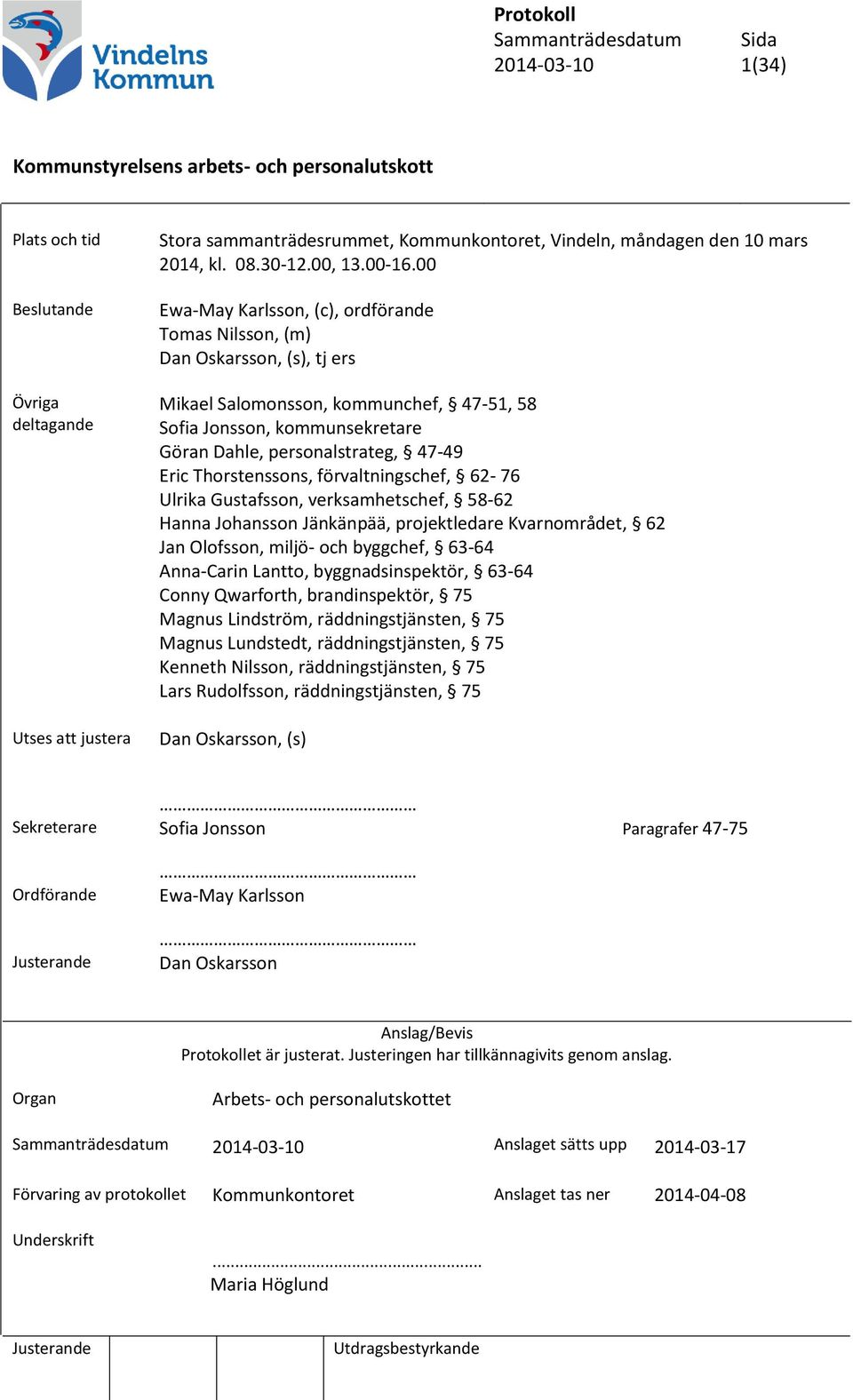 Thorstenssons, förvaltningschef, 62-76 Ulrika Gustafsson, verksamhetschef, 58-62 Hanna Johansson Jänkänpää, projektledare Kvarnområdet, 62 Jan Olofsson, miljö- och byggchef, 63-64 Anna-Carin Lantto,