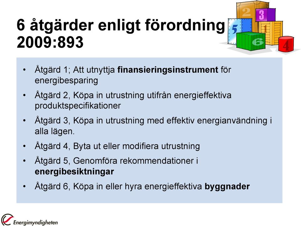 Köpa in utrustning med effektiv energianvändning i alla lägen.