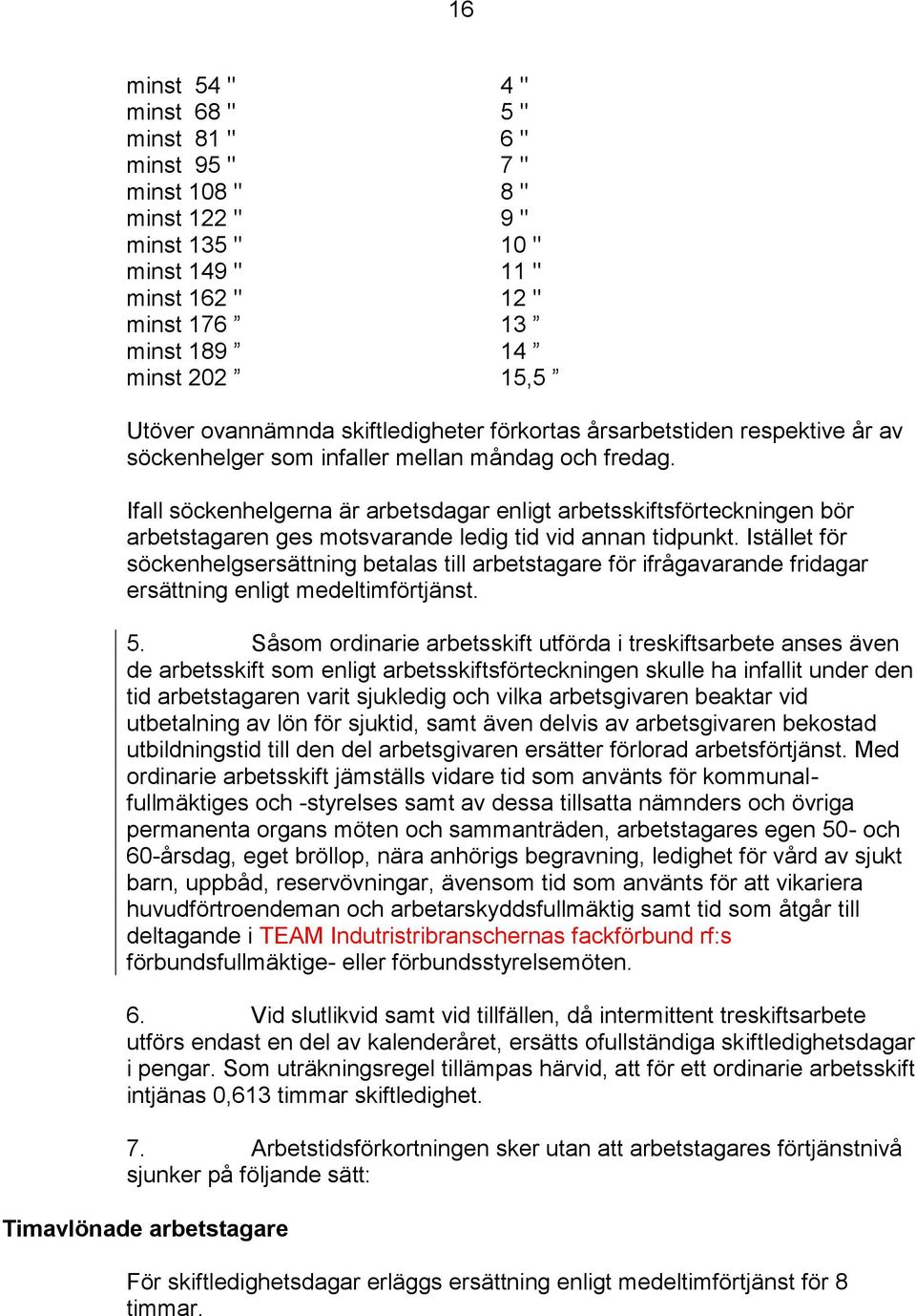 Ifall söckenhelgerna är arbetsdagar enligt arbetsskiftsförteckningen bör arbetstagaren ges motsvarande ledig tid vid annan tidpunkt.