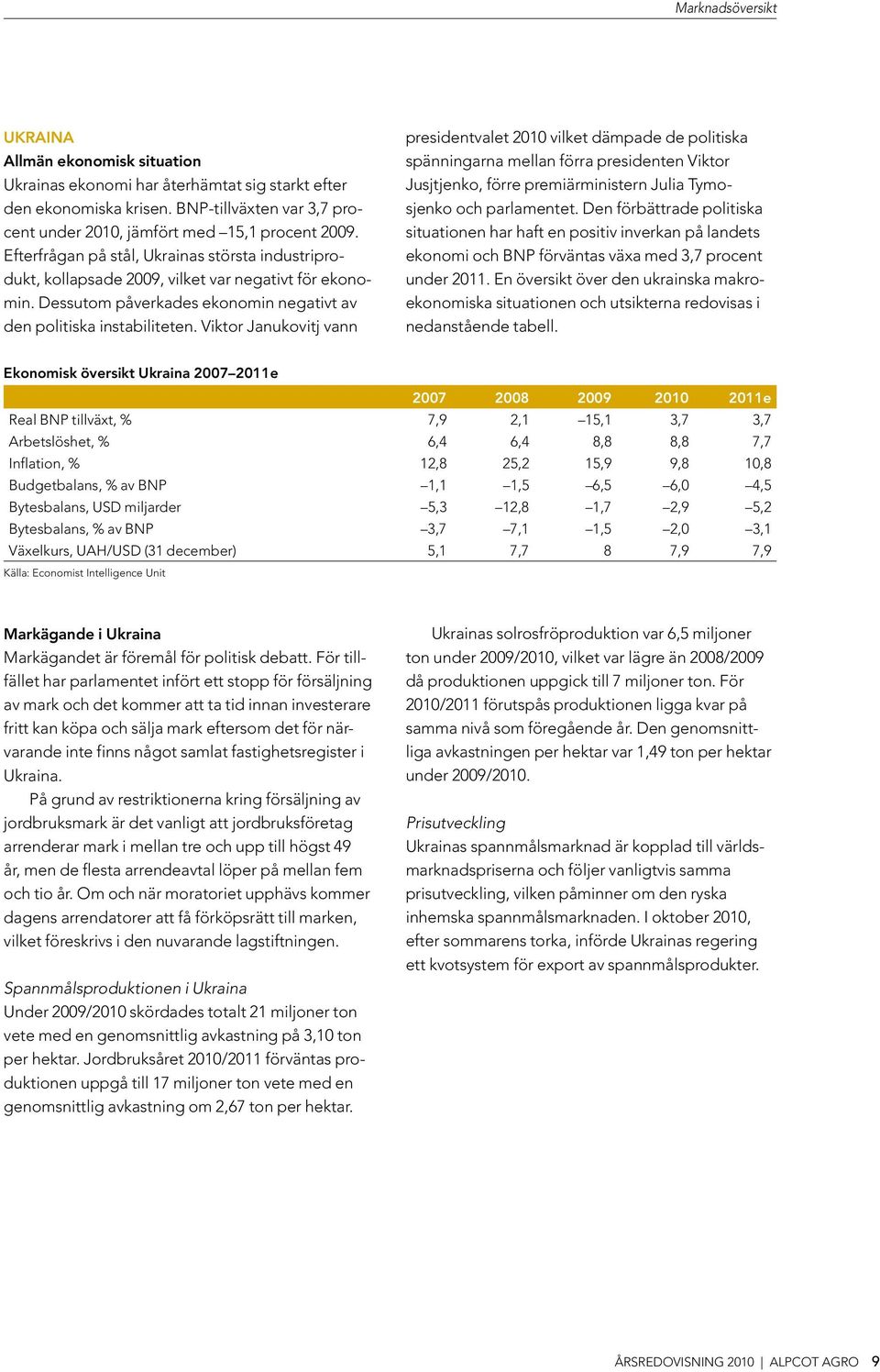 Viktor Janukovitj vann presidentvalet 2010 vilket dämpade de politiska spänningarna mellan förra presidenten Viktor Jusjtjenko, förre premiärministern Julia Tymosjenko och parlamentet.