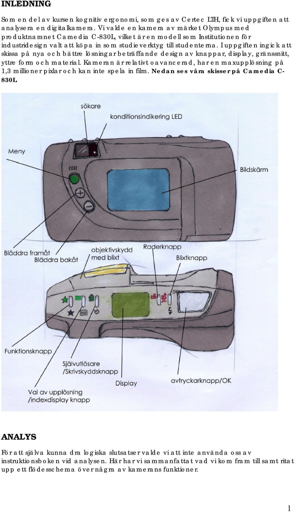 I uppgiften ingick att skissa på nya och bättre lösningar beträffande design av knappar, display, gränssnitt, yttre form och material.