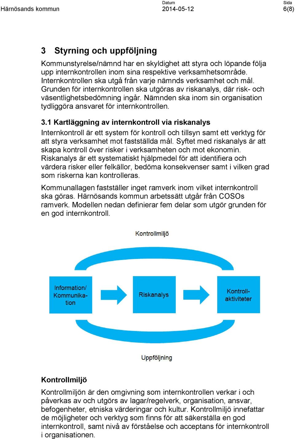 Nämnden ska inom sin organisation tydliggöra ansvaret för internkontrollen. 3.