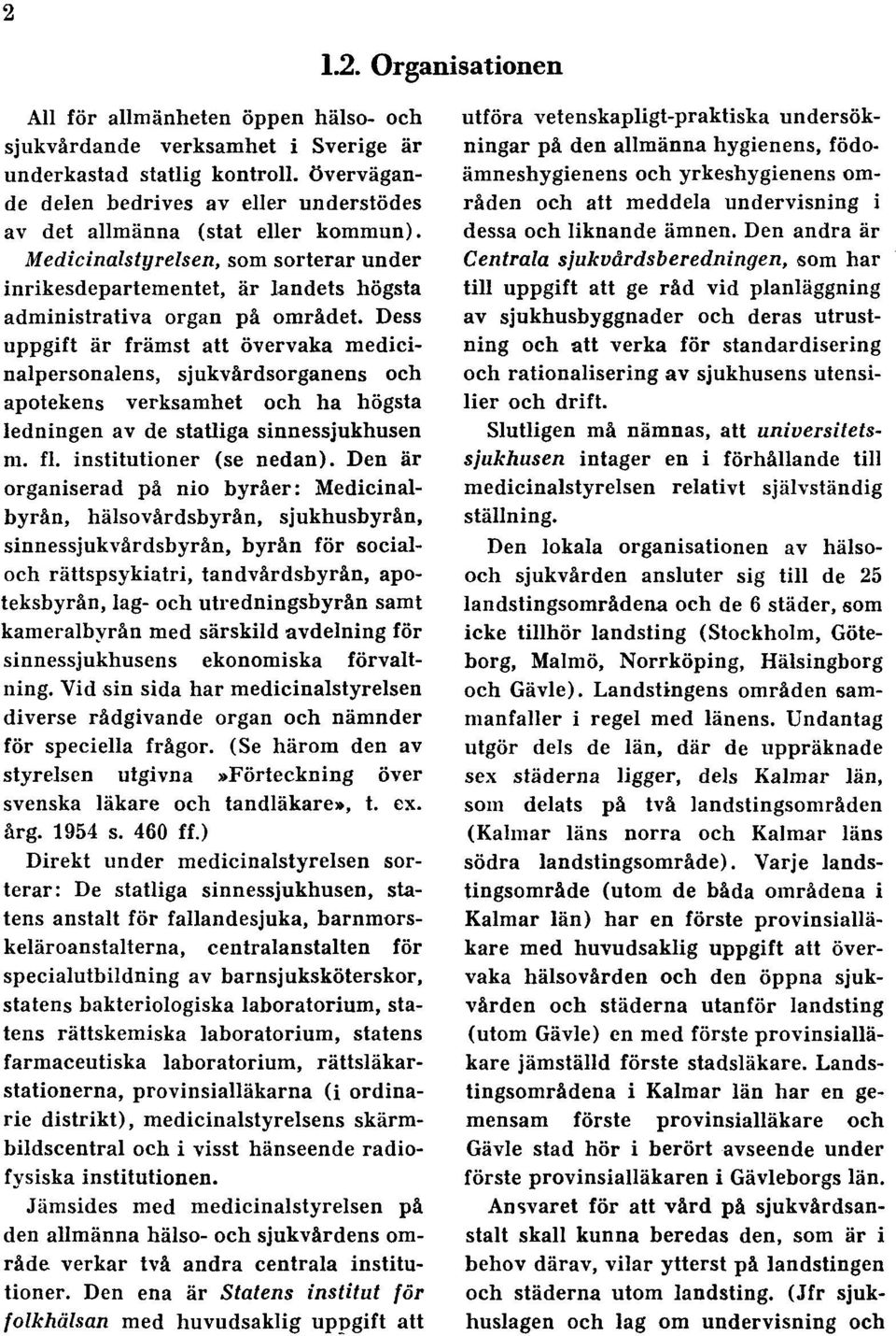 Dess uppgift är främst att övervaka medicinalpersonalens, sjukvårdsorganens och apotekens verksamhet och ha högsta ledningen av de statliga sinnessjukhusen m. fl. institutioner (se nedan).