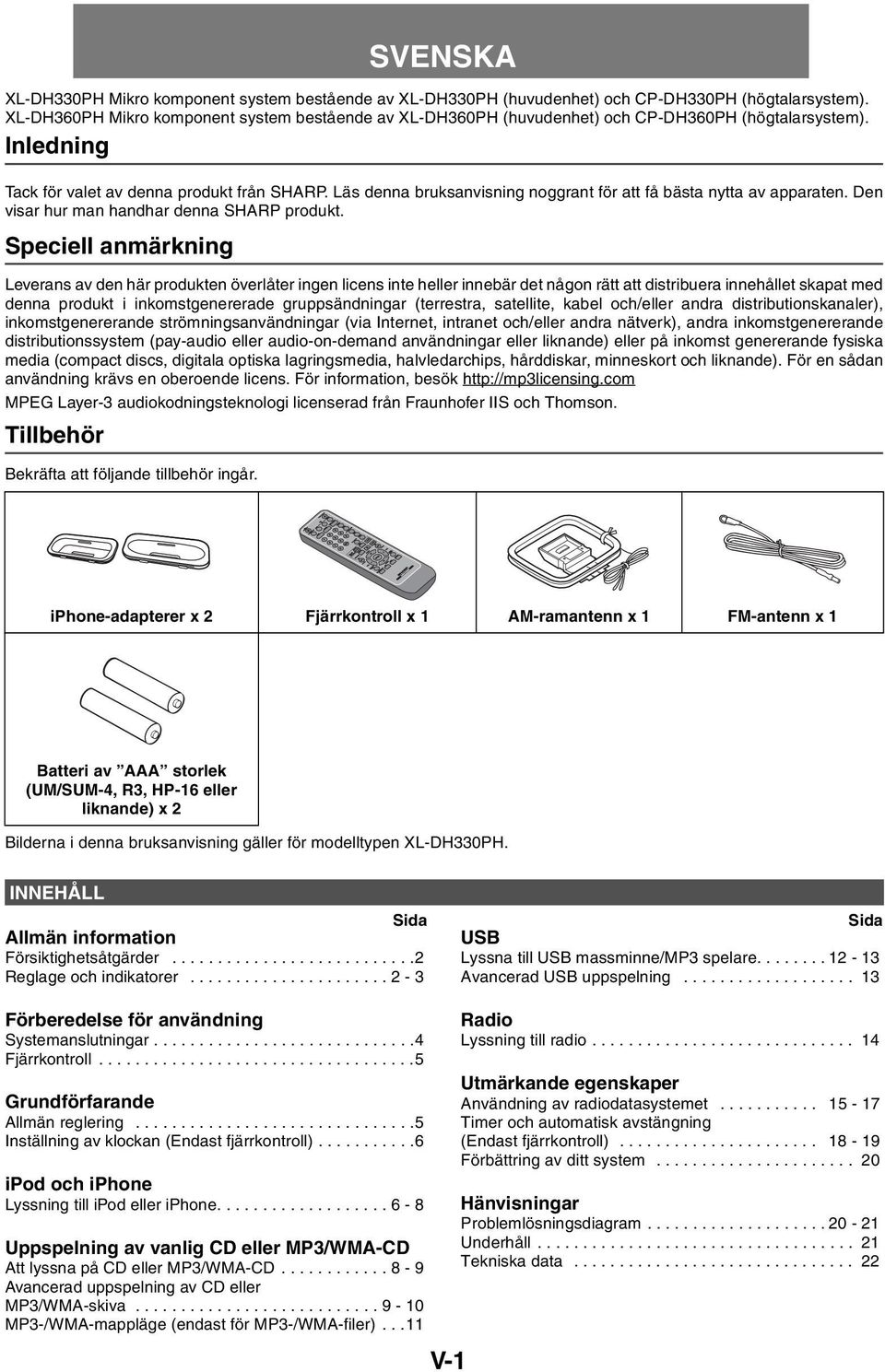 Läs denna bruksanvisning noggrant för att få bästa nytta av apparaten. Den visar hur man handhar denna SHARP produkt.