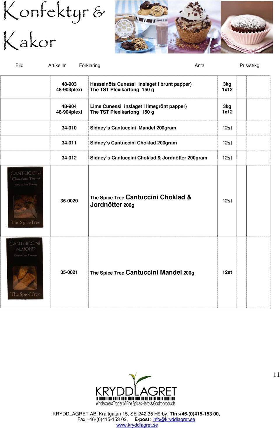 Sidney s Cantuccini Choklad 200gram 34-012 Sidney s Cantuccini Choklad & Jordnötter 200gram