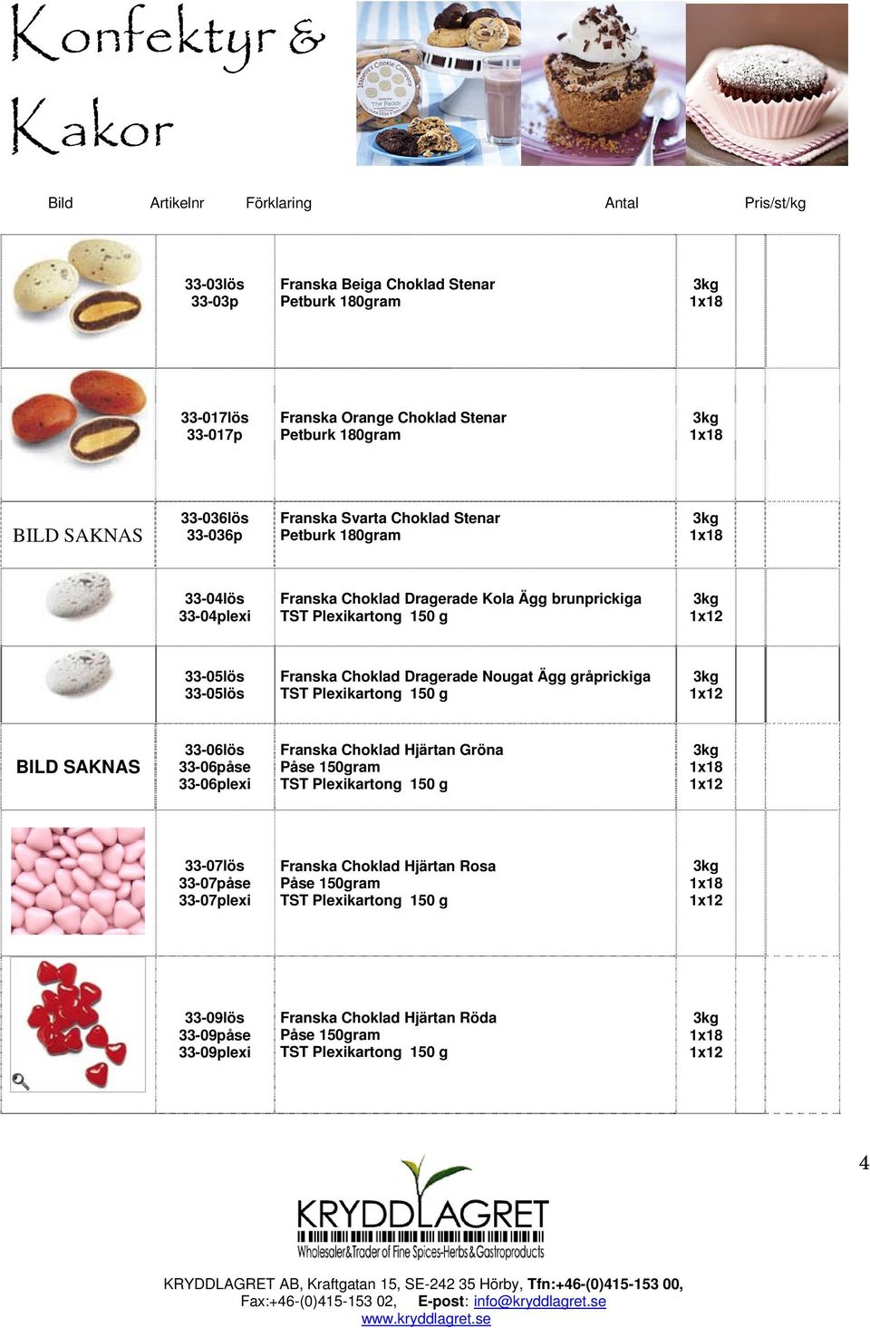 33-05lös Franska Choklad Dragerade Nougat Ägg gråprickiga BILD SAKNAS 33-06lös 33-06påse 33-06plexi Franska Choklad
