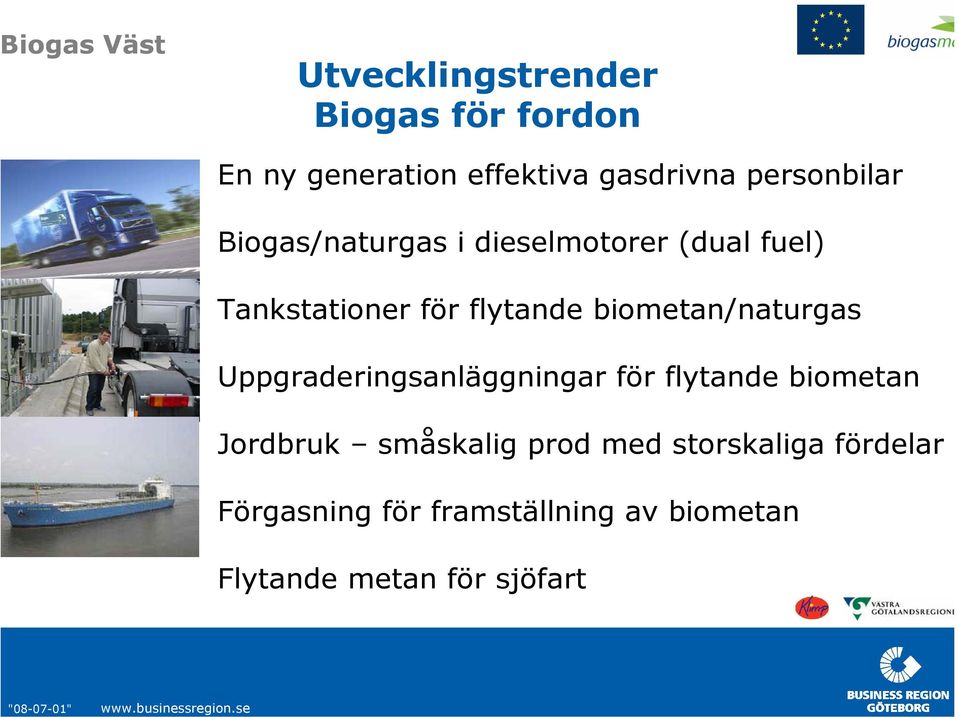 biometan/naturgas Uppgraderingsanläggningar för flytande biometan Jordbruk småskalig