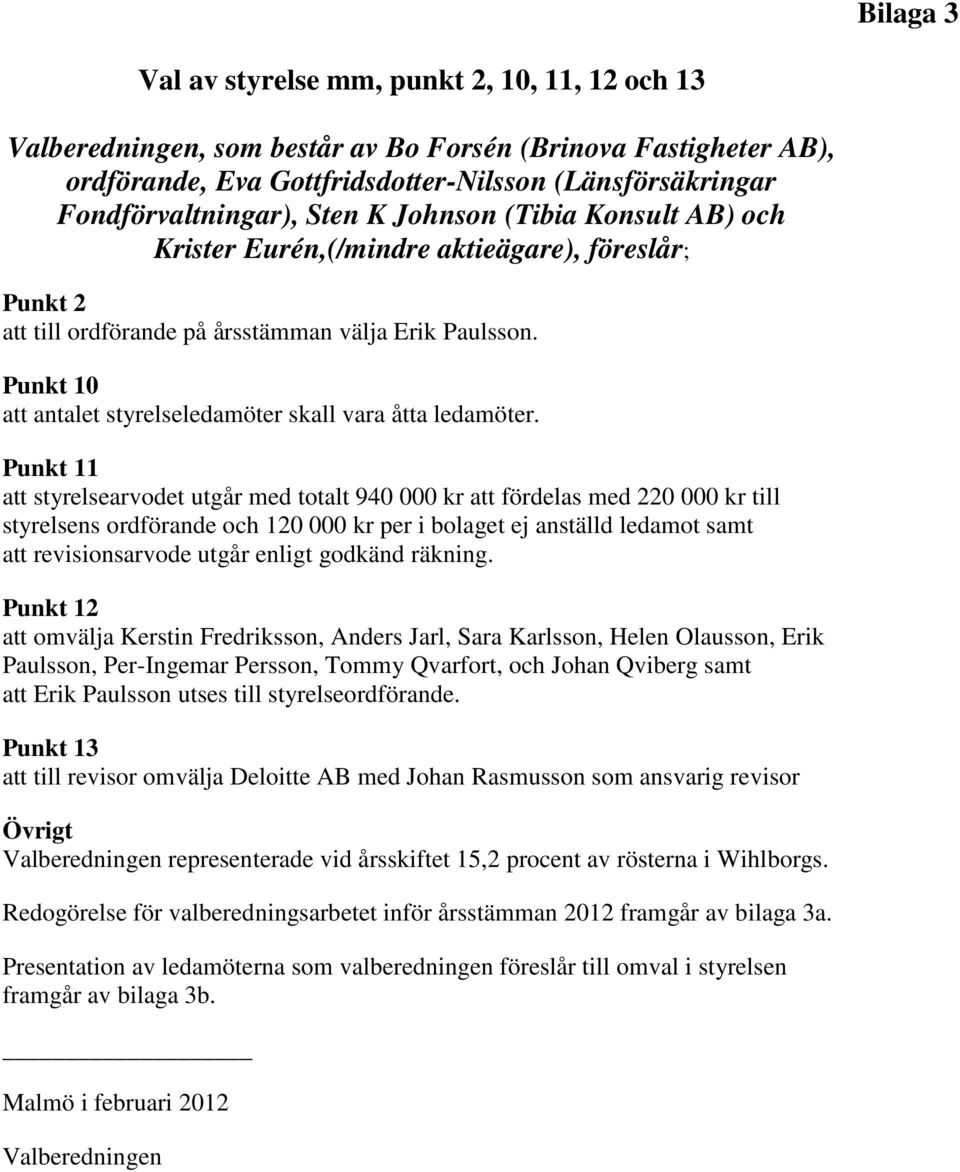 Punkt 10 att antalet styrelseledamöter skall vara åtta ledamöter.