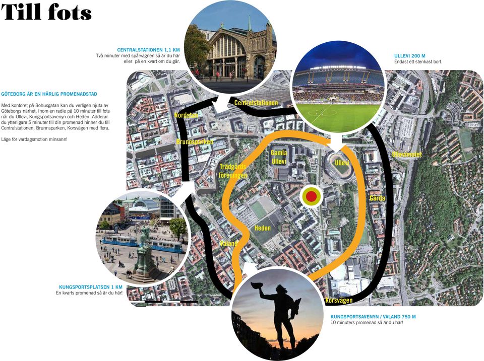 Inom en radie på 10 minuter till fots når du Ullevi, Kungsportsavenyn och Heden. Adderar du ytterligare 5 minuter till din promenad hinner du till Centralstationen, Brunnsparken, Korsvägen med flera.