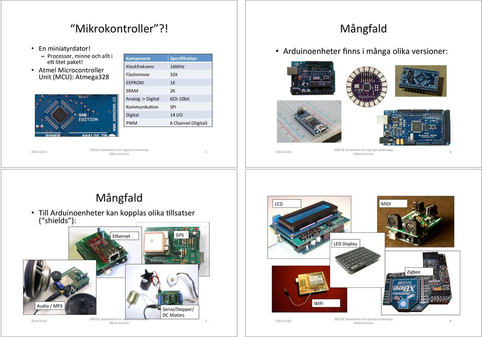 16MHz# Flashminne# 32K# EEPROM# 1K# SRAM# 2K# Analog#7>#Digital# 6Ch#10bit# KommunikaOon# SPI# Digital# 14#I/O# PWM#