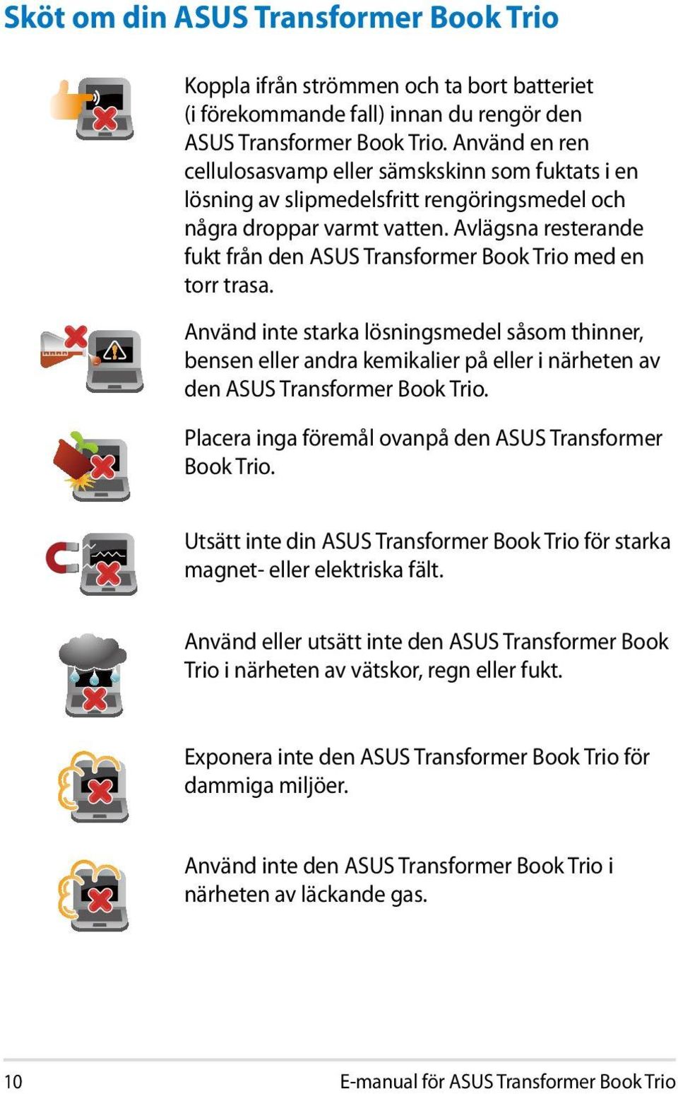 Avlägsna resterande fukt från den ASUS Transformer Book Trio med en torr trasa.