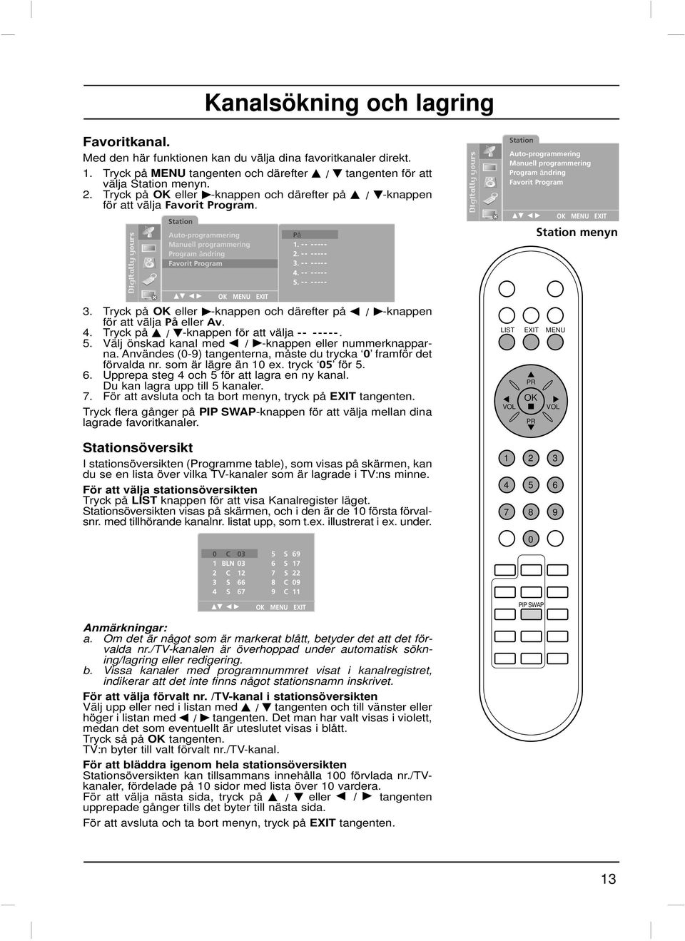 -- ----- 4. -- ----- 5. -- ----- 3. Tryck på eller G -knappen och därefter på F / G-knappen för att välja På eller Av. 4. Tryck på D / E-knappen för att välja -- -----. 5. Välj önskad kanal med F / G-knappen eller nummerknapparna.