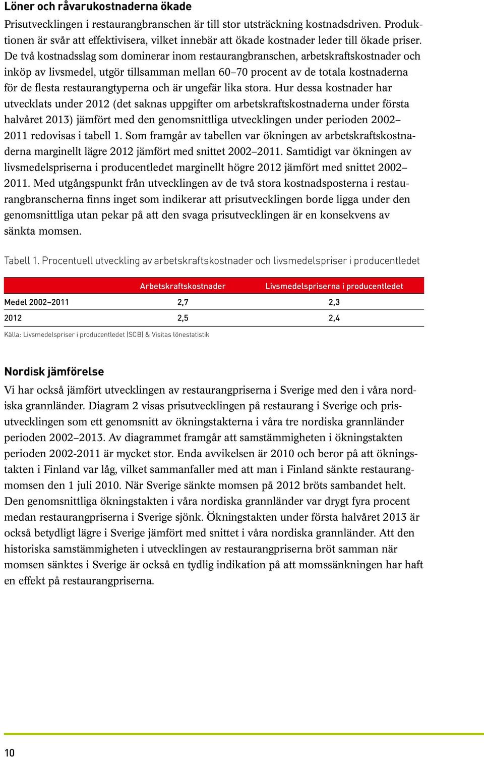 De två kostnadsslag som dominerar inom restaurangbranschen, arbetskraftskostnader och inköp av livsmedel, utgör tillsamman mellan 60 70 procent av de totala kostnaderna för de flesta