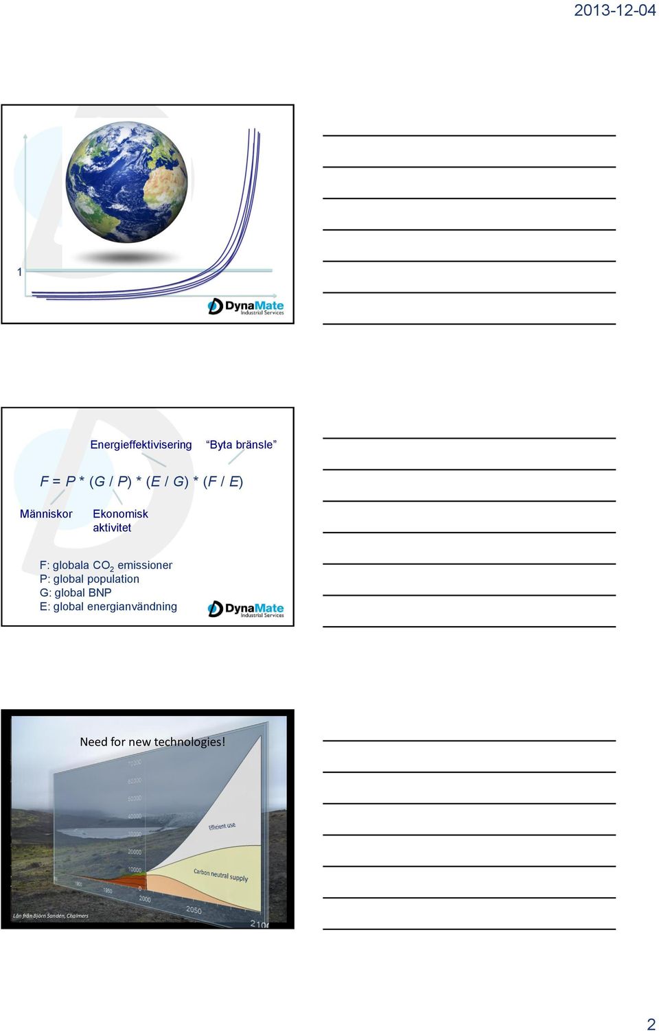 emissioner P: global population G: global BNP E: global