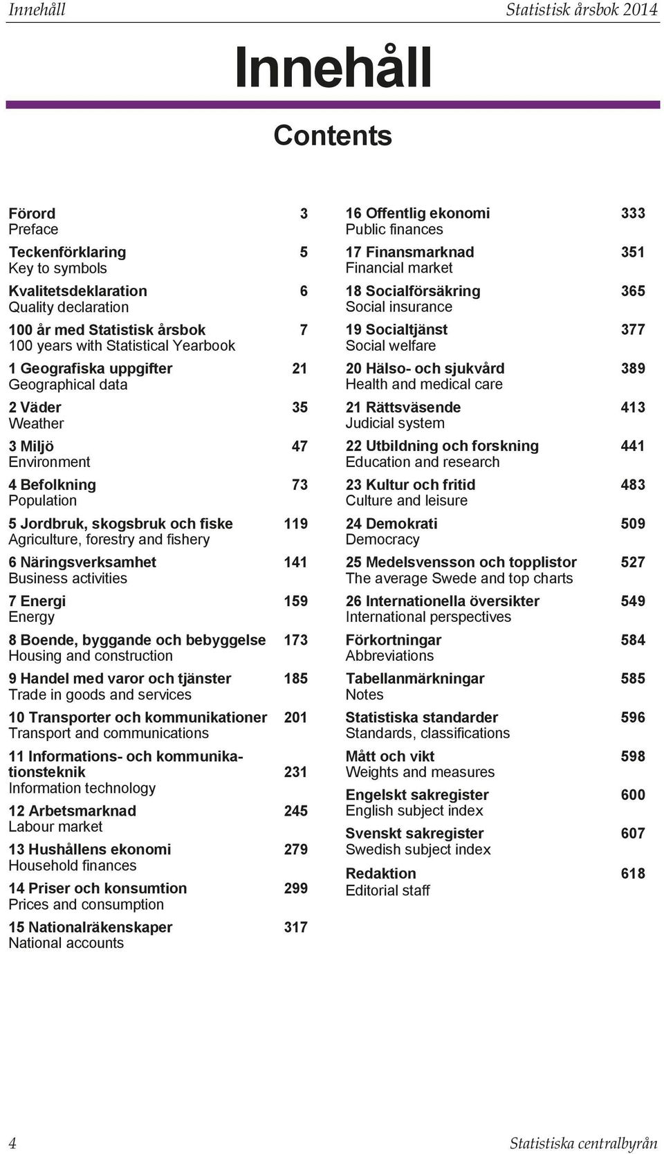 uppgifter Geographical data 21 20 Hälso- och sjukvård Health and medical care 389 2 Väder Weather 35 21 Rättsväsende Judicial system 413 3 Miljö Environment 47 22 Utbildning och forskning Education