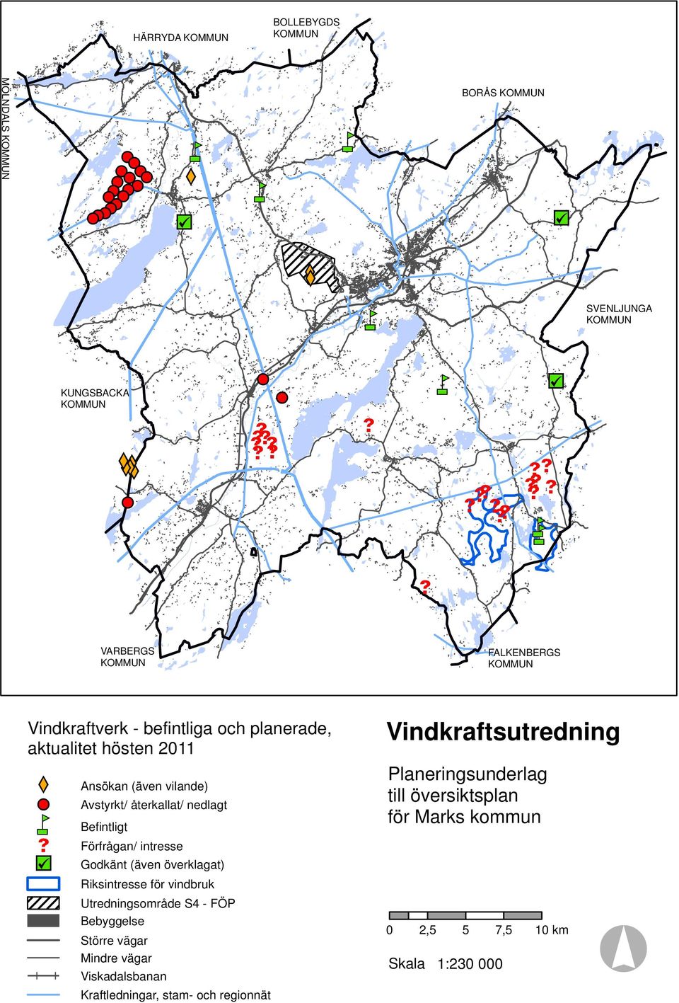 Befintligt FALKENBERGS KOMMUN Vinkraftsutrening Planeringsunerlag till översiktsplan för Marks kommun Förfrågan/ intresse Gokänt (även överklagat)