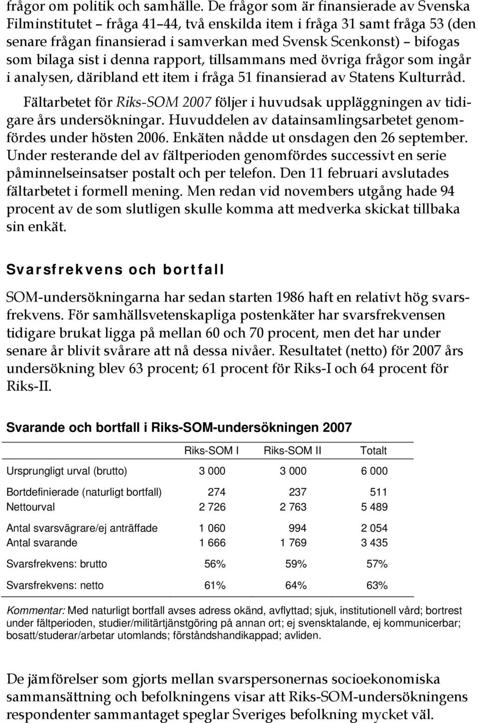 sist i denna rapport, tillsammans med övriga frågor som ingår i analysen, däribland ett item i fråga 51 finansierad av Statens Kulturråd.