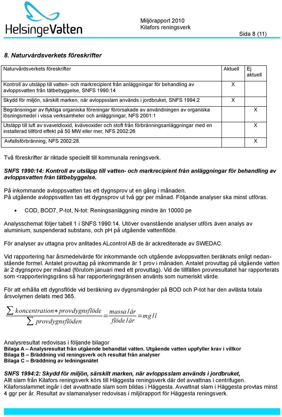 tätbebyggelse, SNFS 1990:14 Skydd för miljön, särskilt marken, när avloppsslam används i jordbruket, SNFS 1994:2 Begränsningar av flyktiga organiska föreningar förorsakade av användningen av