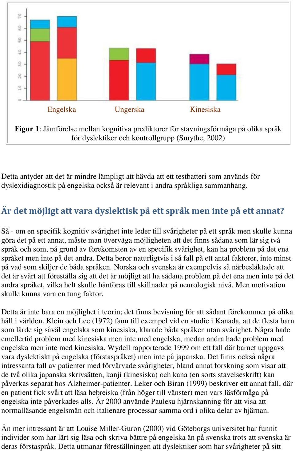 Är det möjligt att vara dyslektisk på ett språk men inte på ett annat?