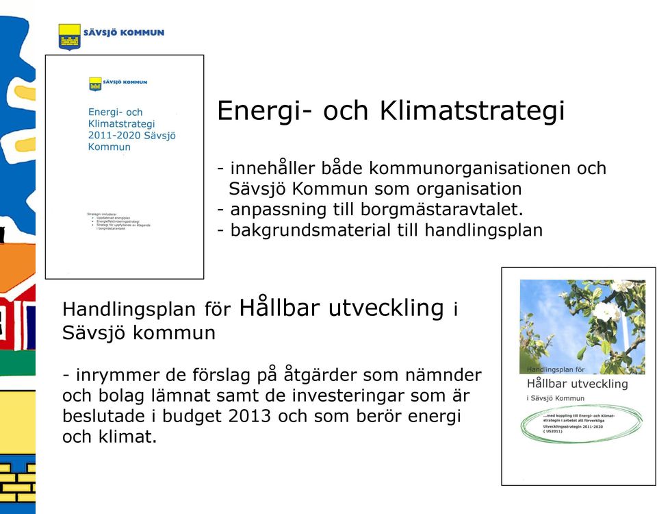 - bakgrundsmaterial till handlingsplan Handlingsplan för Hållbar utveckling i Sävsjö kommun -