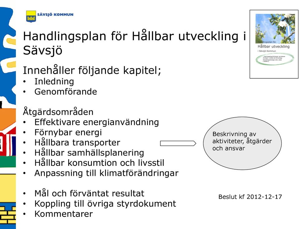 samhällsplanering Hållbar konsumtion och livsstil Anpassning till klimatförändringar Mål och förväntat