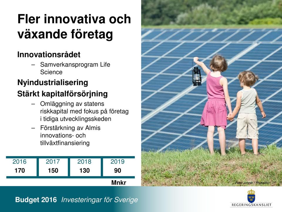 fokus på företag i tidiga utvecklingsskeden Förstärkning av Almis innovations- och