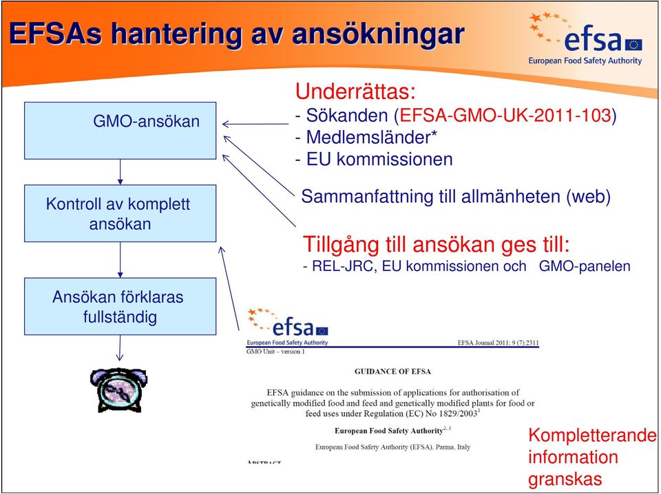 Sammanfattning till allmänheten (web) Tillgång till ansökan ges till: - REL-JRC,