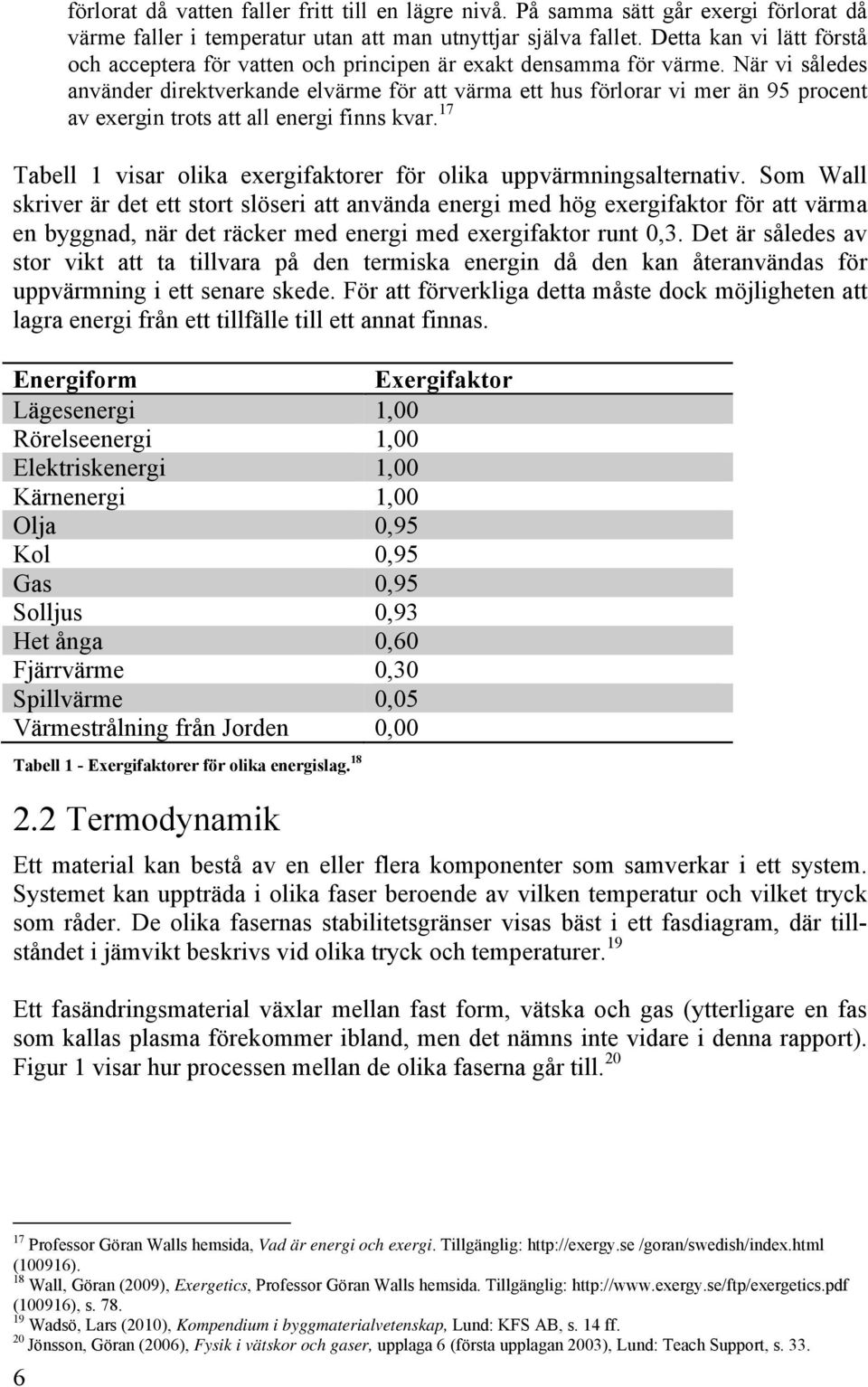 När vi således använder direktverkande elvärme för att värma ett hus förlorar vi mer än 95 procent av exergin trots att all energi finns kvar.