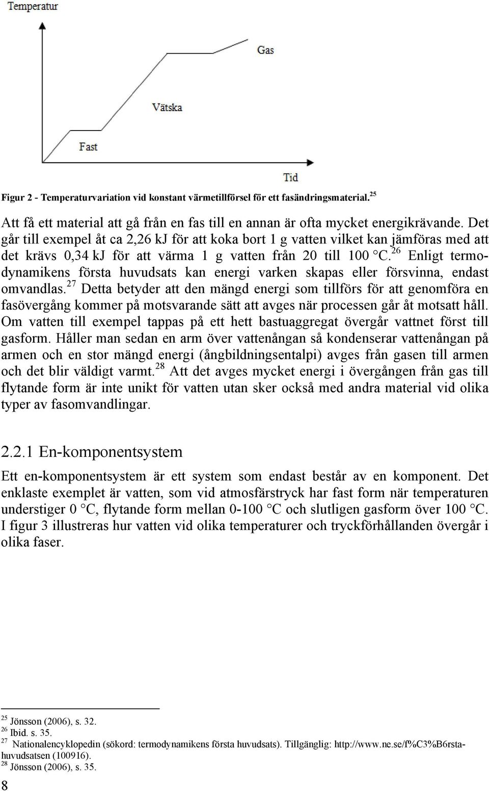 26 Enligt termodynamikens första huvudsats kan energi varken skapas eller försvinna, endast omvandlas.