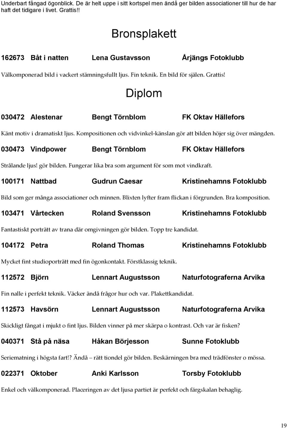 Diplom 030472 Alestenar Bengt Törnblom FK Oktav Hällefors Känt motiv i dramatiskt ljus. Kompositionen och vidvinkel-känslan gör att bilden höjer sig över mängden.