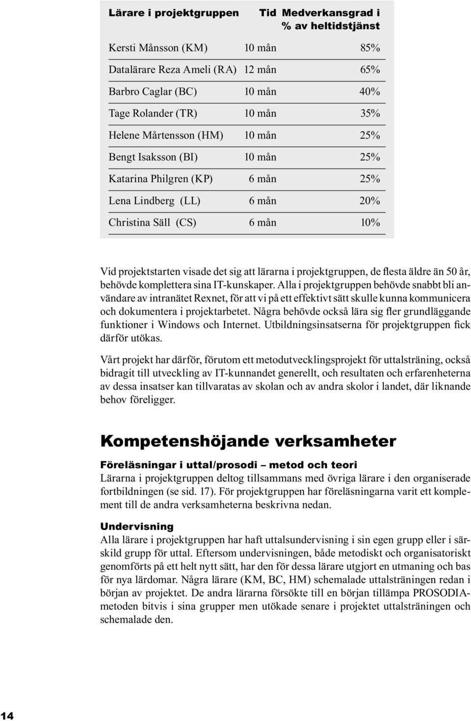 projektgruppen, de flesta äldre än 50 år, behövde komplettera sina IT-kunskaper.