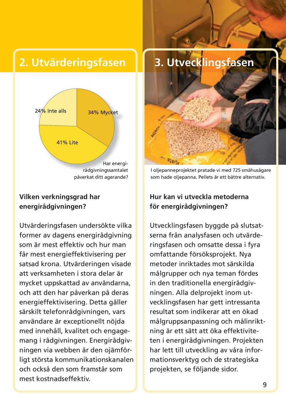 Utvärderingen visade att verksamheten i stora delar är mycket uppskattad av användarna, och att den har påverkan på deras energieffektivisering.