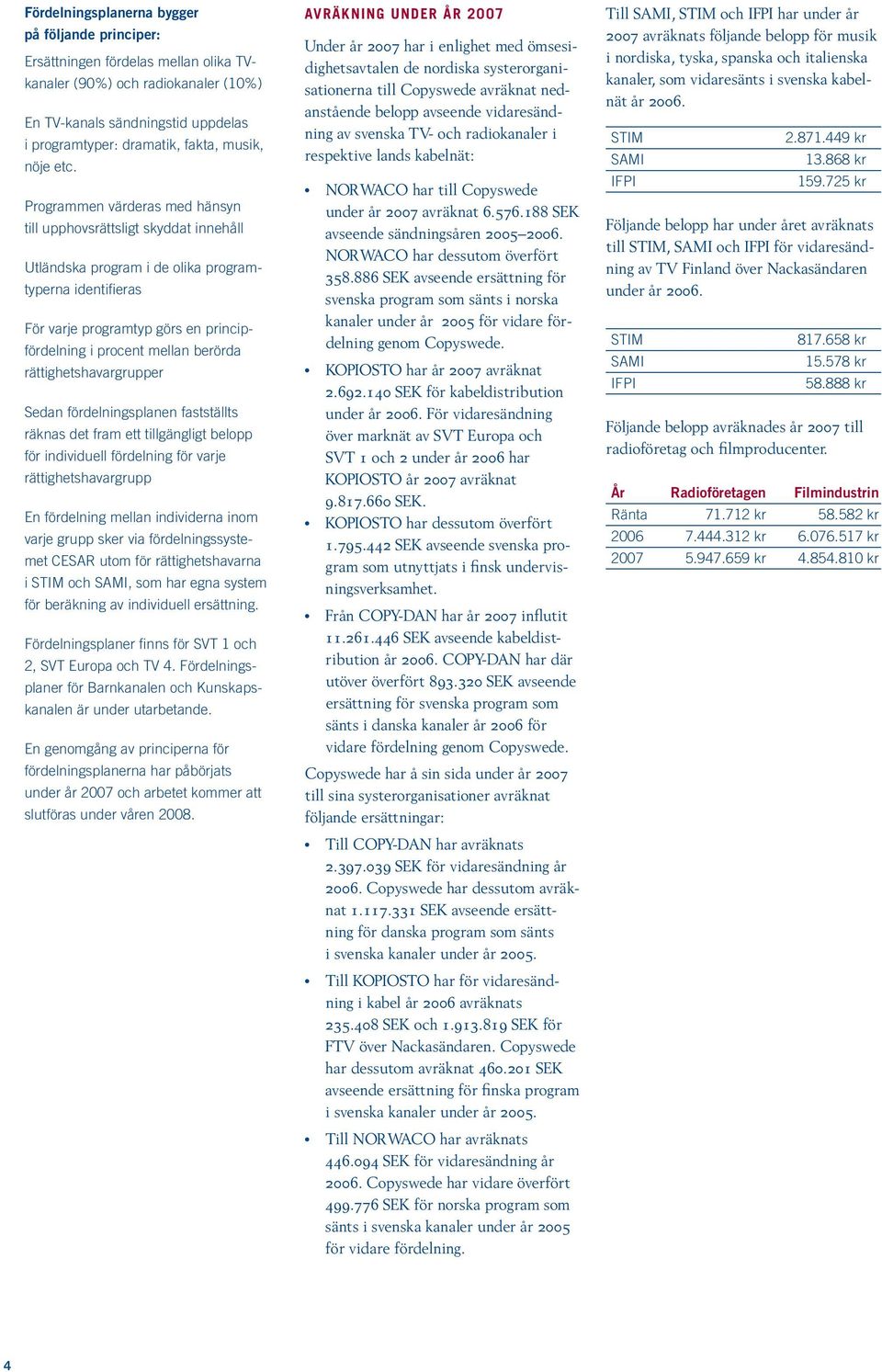 Programmen värderas med hänsyn till upphovsrättsligt skyddat innehåll Utländska program i de olika programtyperna identifieras För varje programtyp görs en principfördelning i procent mellan berörda